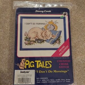 Stoney Creek Collection Pig Tales "I Don't Do Morning" Counted Cross Stitch Kit
